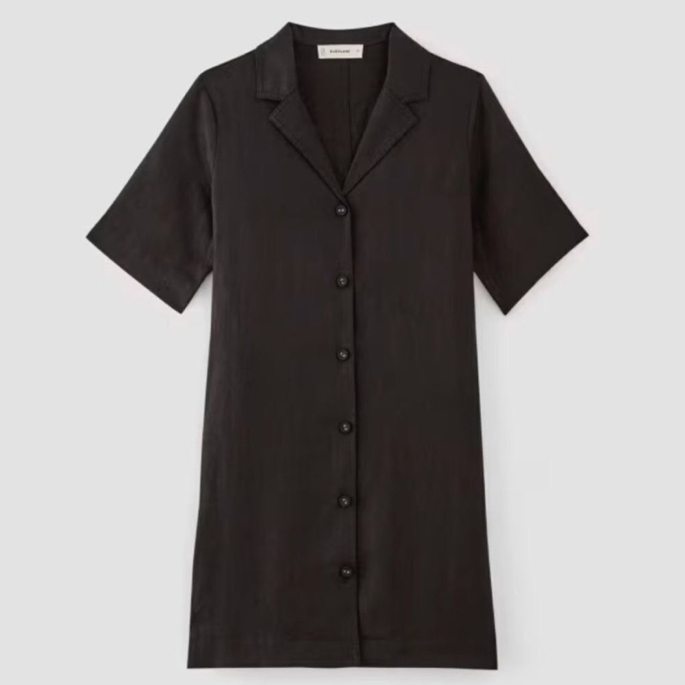 * NEW Everlane Linen Workwear Dress Black Small Minimalist - Picture 6 of 6